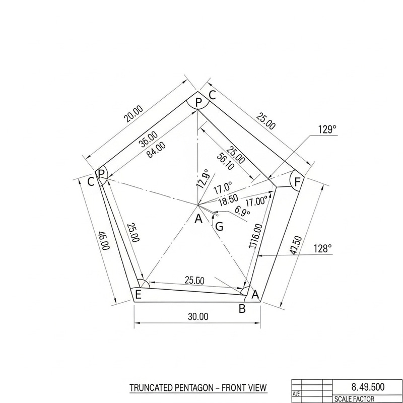 Truncated Pentagon Dimensions | Complete Measurements Truncated Pentagon Dimensions | Complete Measurements