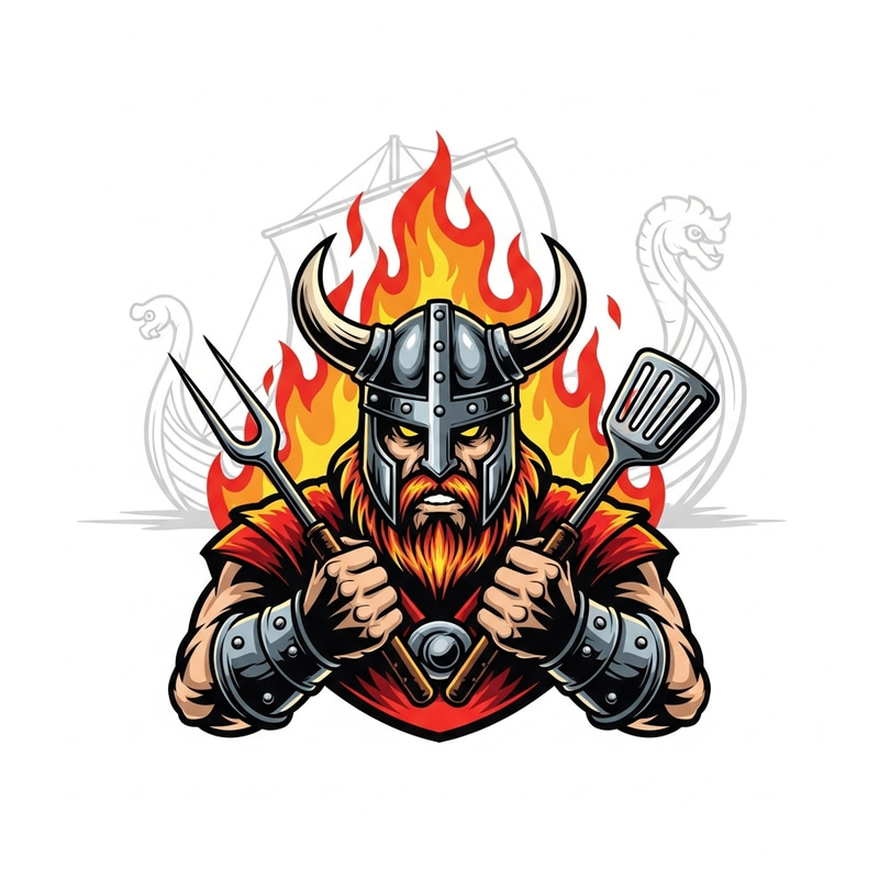 Fierce Viking Warrior BBQ Logo Design Fierce Viking Warrior BBQ Logo Design