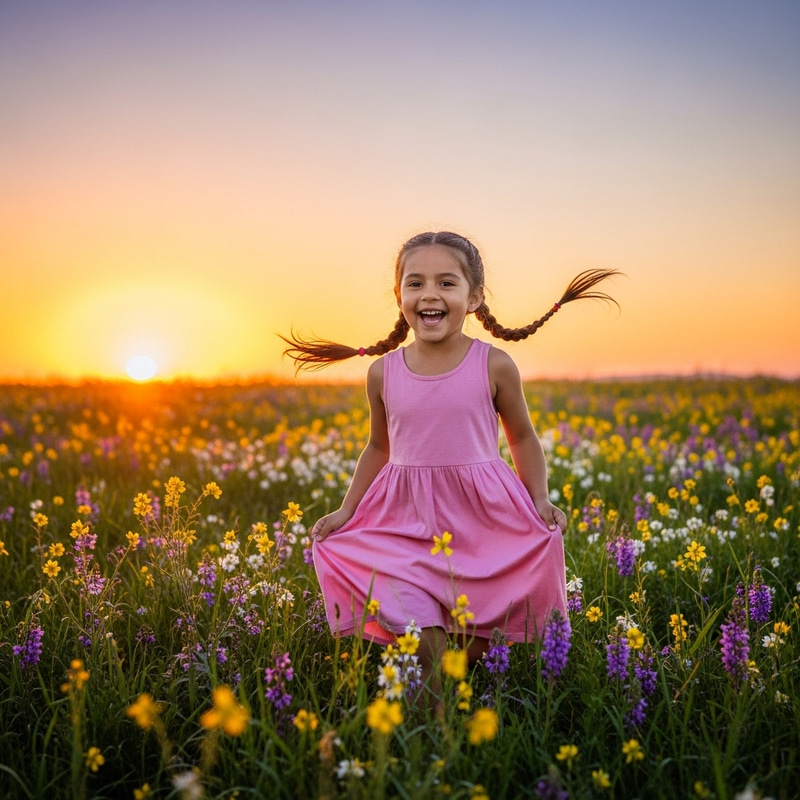 Perfect Girl Laughing in Blossoming Meadow Perfect Girl Laughing in Blossoming Meadow