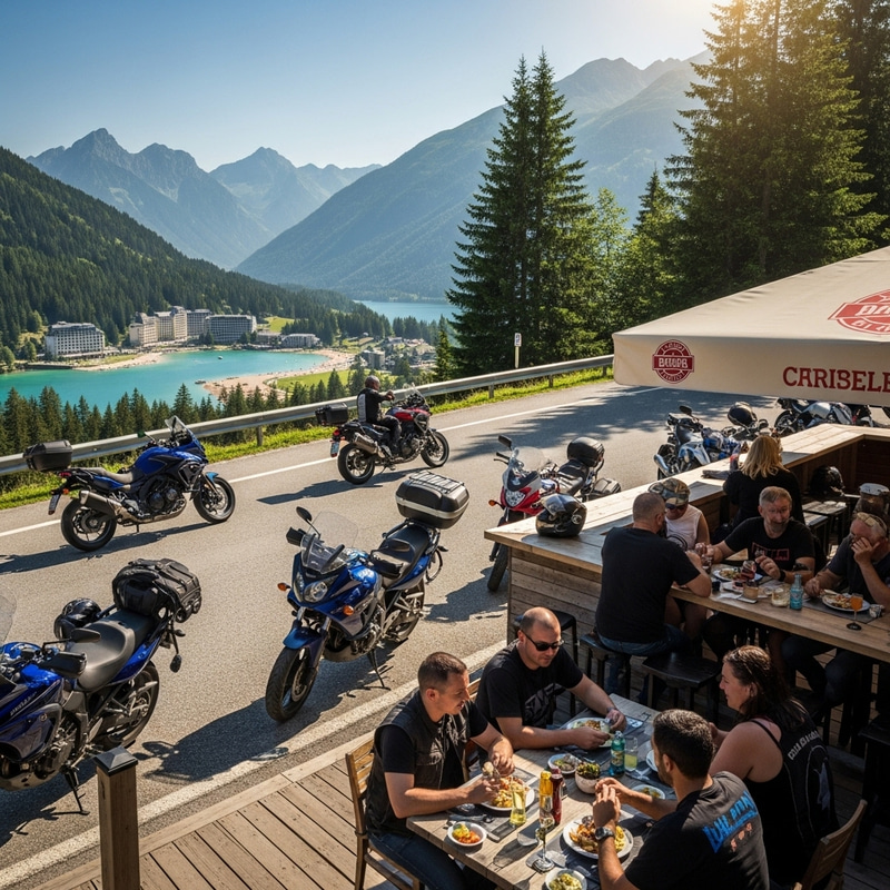 Diverse Bikers Enjoy Sunny Europe: Mountain Adventures Diverse Bikers Enjoy Sunny Europe: Mountain Adventures
