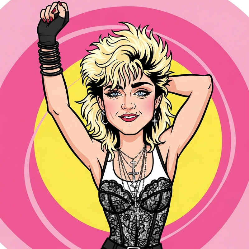 Madonna Cartoon Caricature: 80s Pop Icon Madonna Cartoon Caricature: 80s Pop Icon