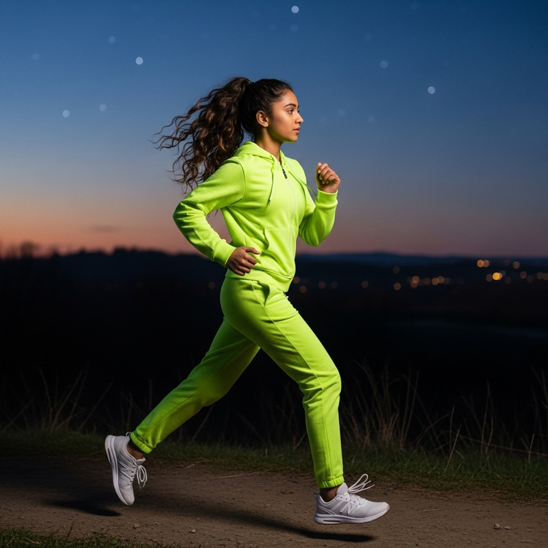 Energetic Teen Girl Sprinting in Darkness | Night Trail Run Energetic Teen Girl Sprinting in Darkness | Night Trail Run