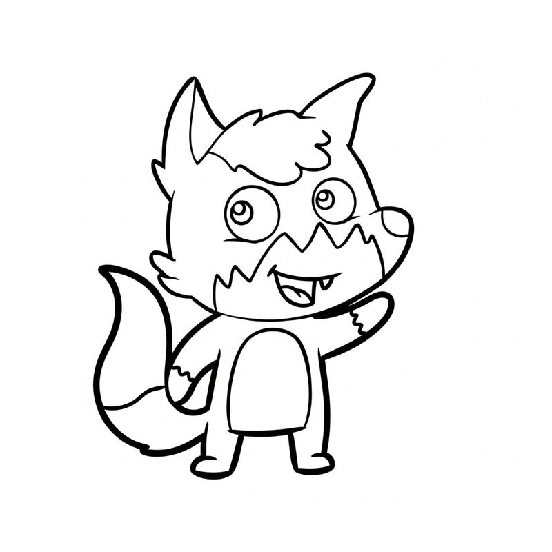 Playful Fox Coloring Page: Classic Children's Book Style Playful Fox Coloring Page: Classic Children's Book Style