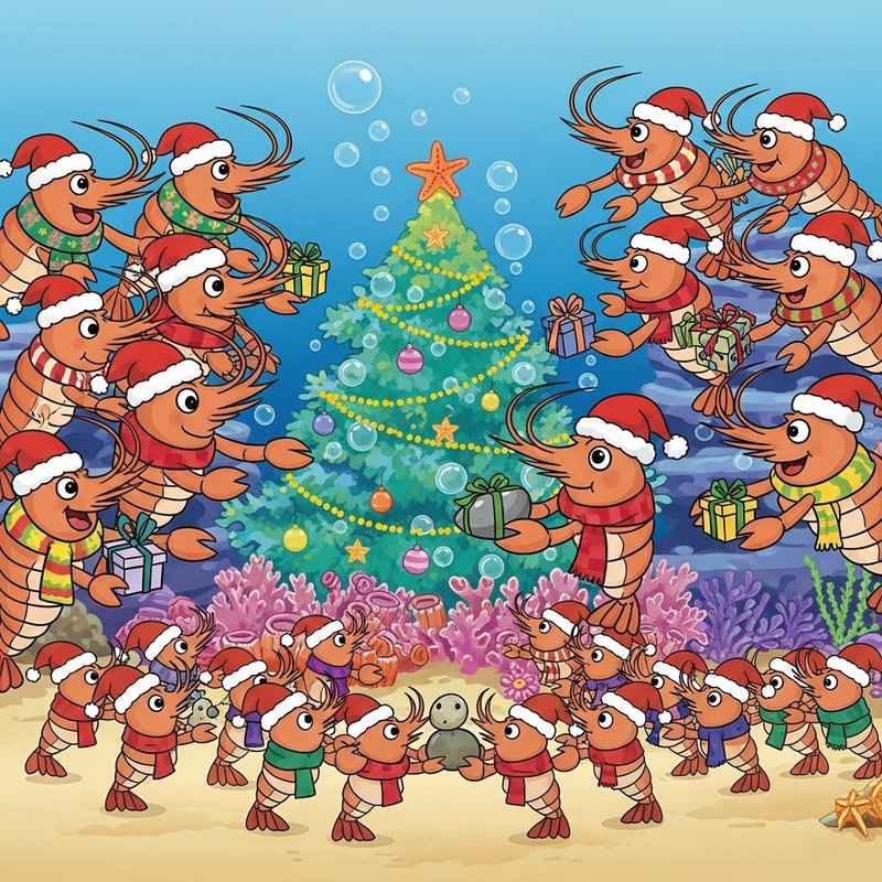 Shrimp Family Christmas Celebrations | Cute & Simple Version Shrimp Family Christmas Celebrations | Cute & Simple Version