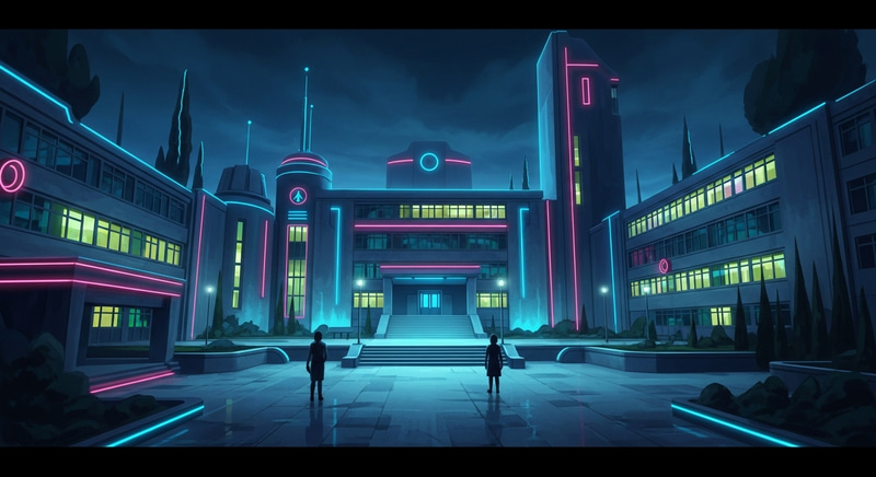 Futuristic Soviet-Style School | Palmela, Portugal Neons