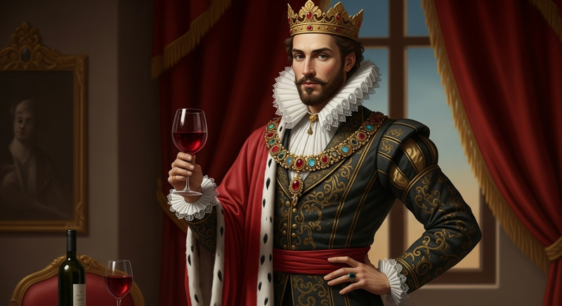 Regal Figure in Luxurious Setting with Red Wine Regal Figure in Luxurious Setting with Red Wine
