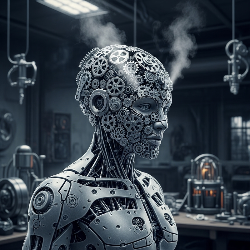 Gear Head: Surreal Fusion of Man and Machine