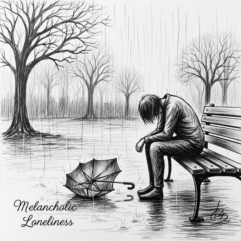 Melancholic Loneliness - Pencil Sketch: Embodying Melancholy Melancholic Loneliness - Pencil Sketch: Embodying Melancholy