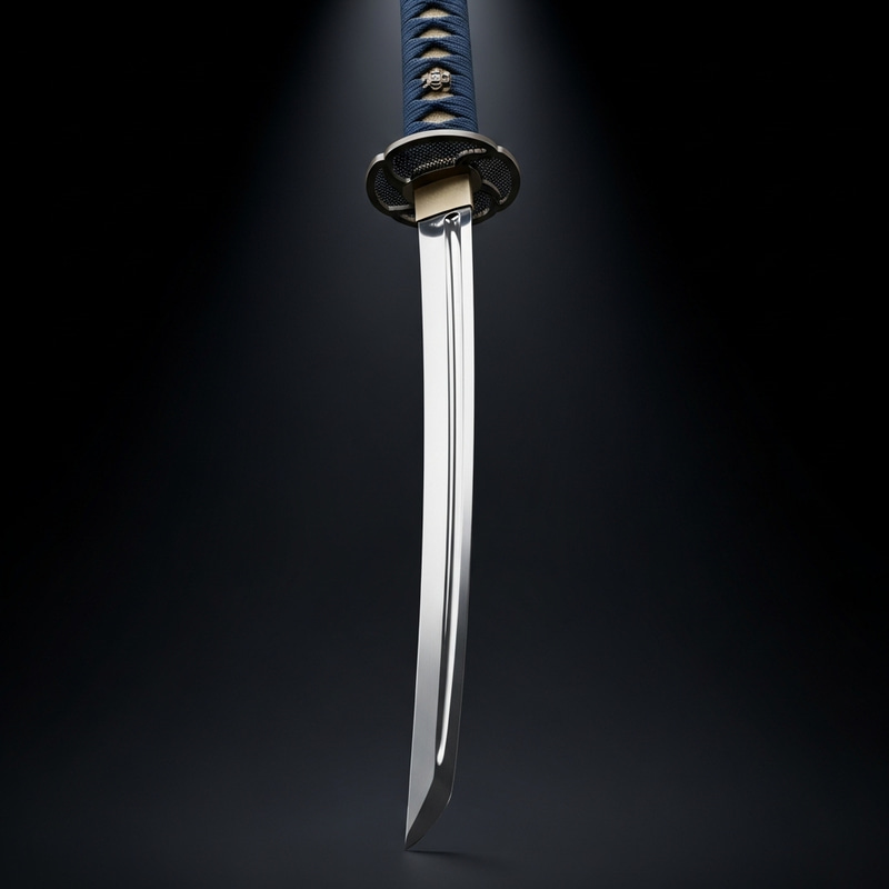 Elegant Japanese Katana Sword on Black Background Elegant Japanese Katana Sword on Black Background