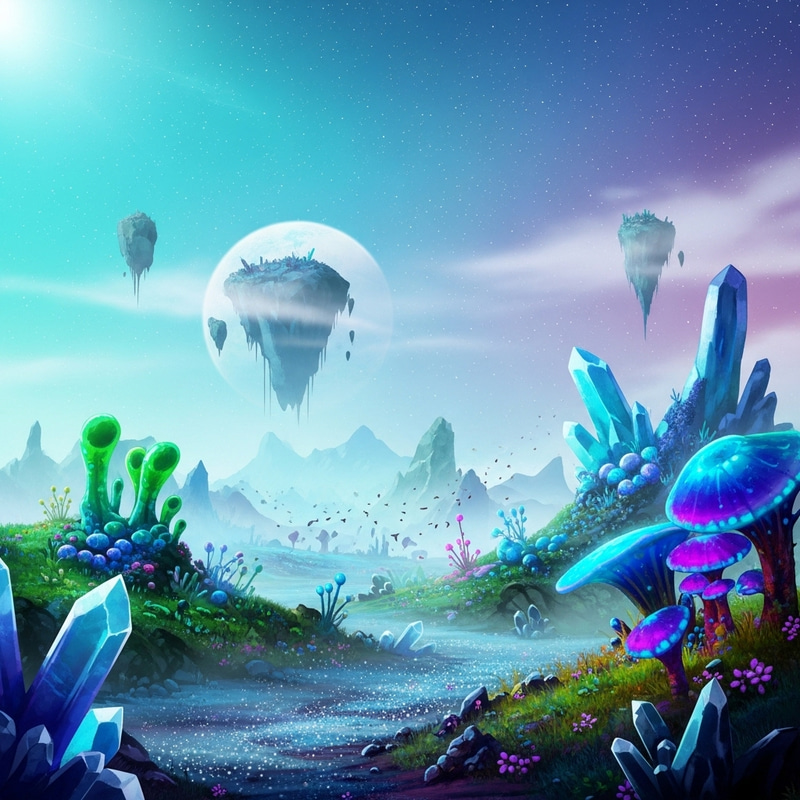 Deserted Fantasy Planet with Technicolor Beauty Deserted Fantasy Planet with Technicolor Beauty