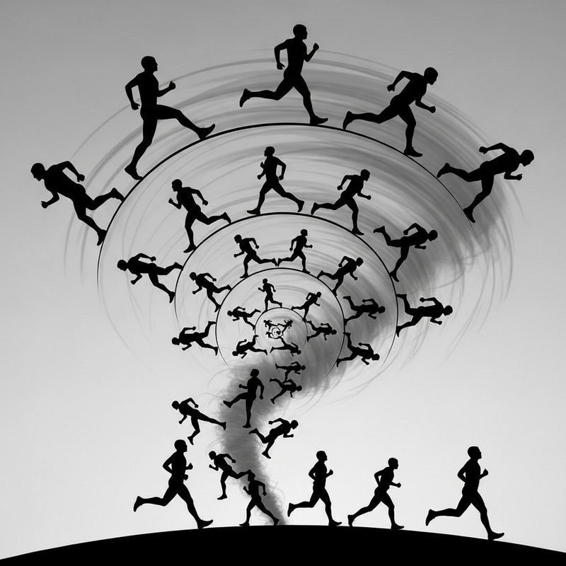 Dynamic Tornado of Running Silhouettes Dynamic Tornado of Running Silhouettes