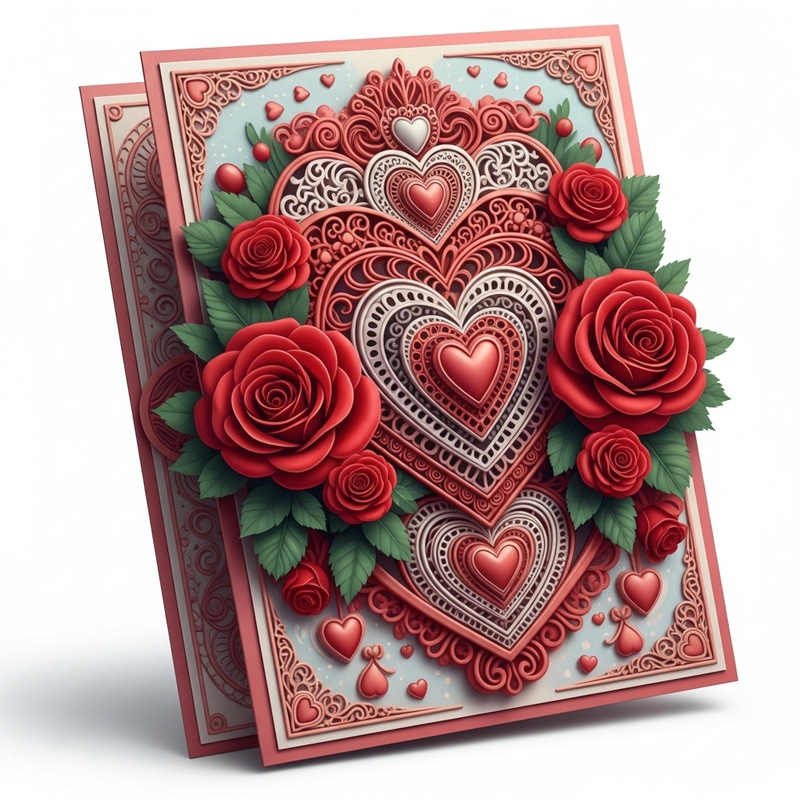 Romantic Valentine Card Designs with Roses and Love Symbols Romantic Valentine Card Designs with Roses and Love Symbols