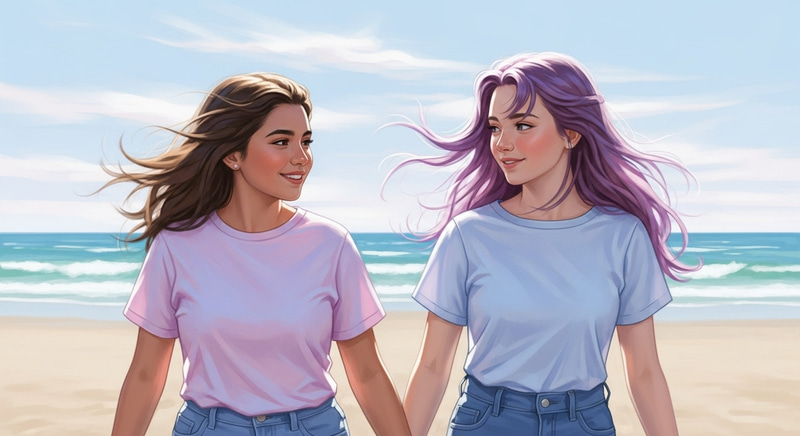 Tender Love and Tranquility: Enchanting Anime Scene with Celestial Bikinis