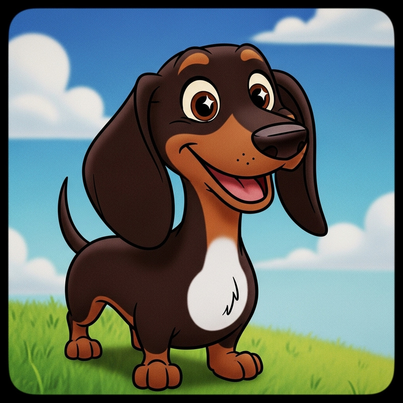 Dark Brown Dachshund - Pixar-Inspired Dog Character