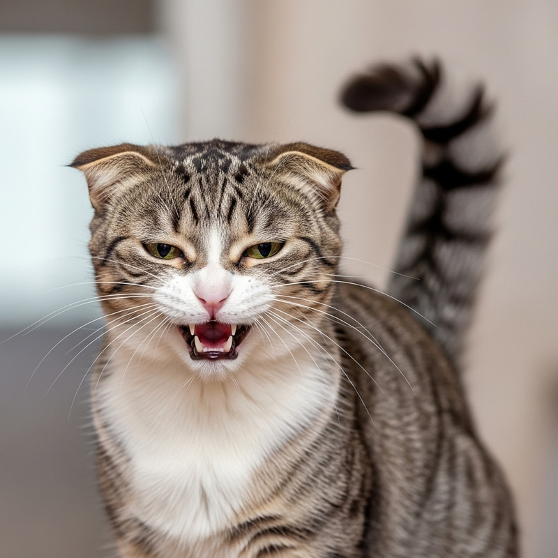 Angry Cat Illustration: Fierce Domestic Short-Haired Feline Angry Cat Illustration: Fierce Domestic Short-Haired Feline