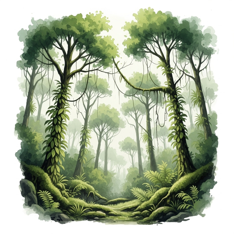 Verdant Jungle Watercolor Art