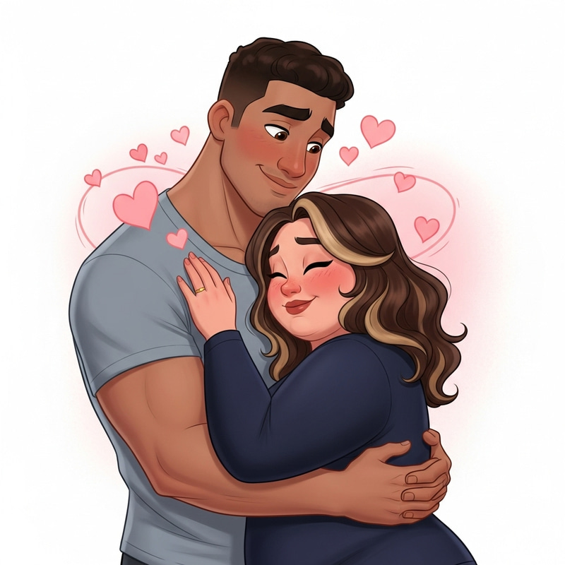 Romantic Couple Embraced with Hearts - Inspiring Scene Romantic Couple Embraced with Hearts - Inspiring Scene