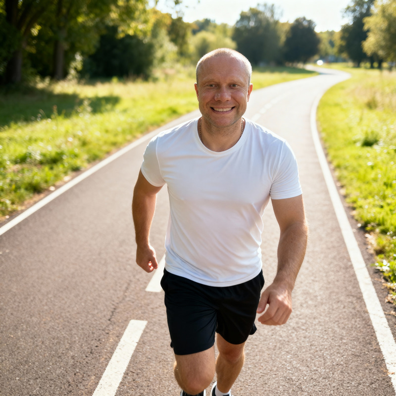 Active Lifestyle: Man Jogging with a Genuine Smile