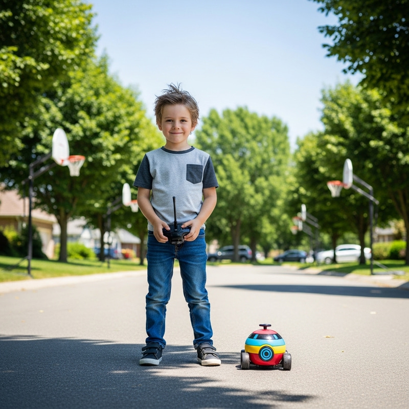 Young American Boy Enjoying Sunny Day in Suburban Neighborhood Young American Boy Enjoying Sunny Day in Suburban Neighborhood