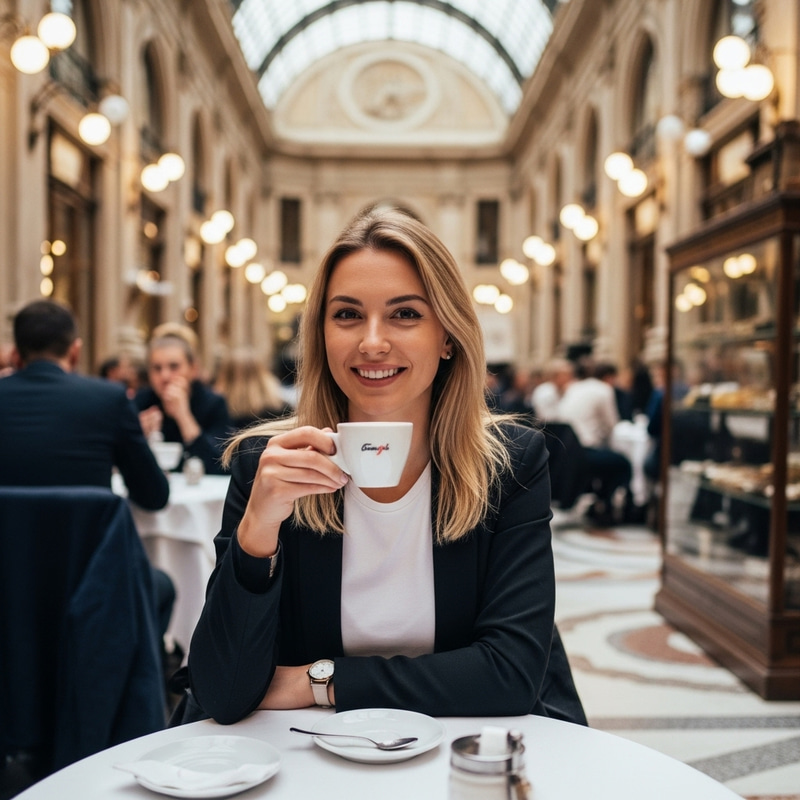 Beautiful Italian Blond Woman at 24 in Elegant Cafe Beautiful Italian Blond Woman at 24 in Elegant Cafe