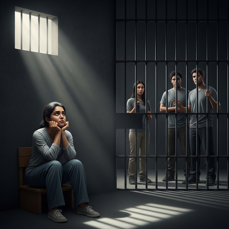 Mysterious Young Woman Held in a Cell