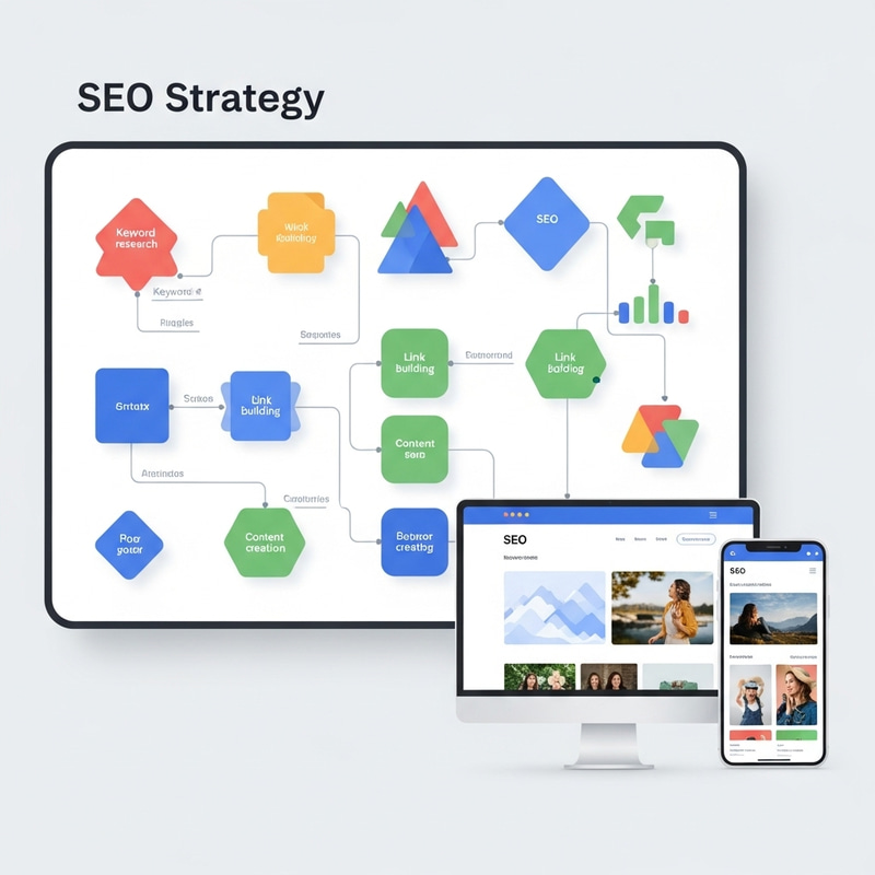 SEO Strategy & Modern Design Visualization