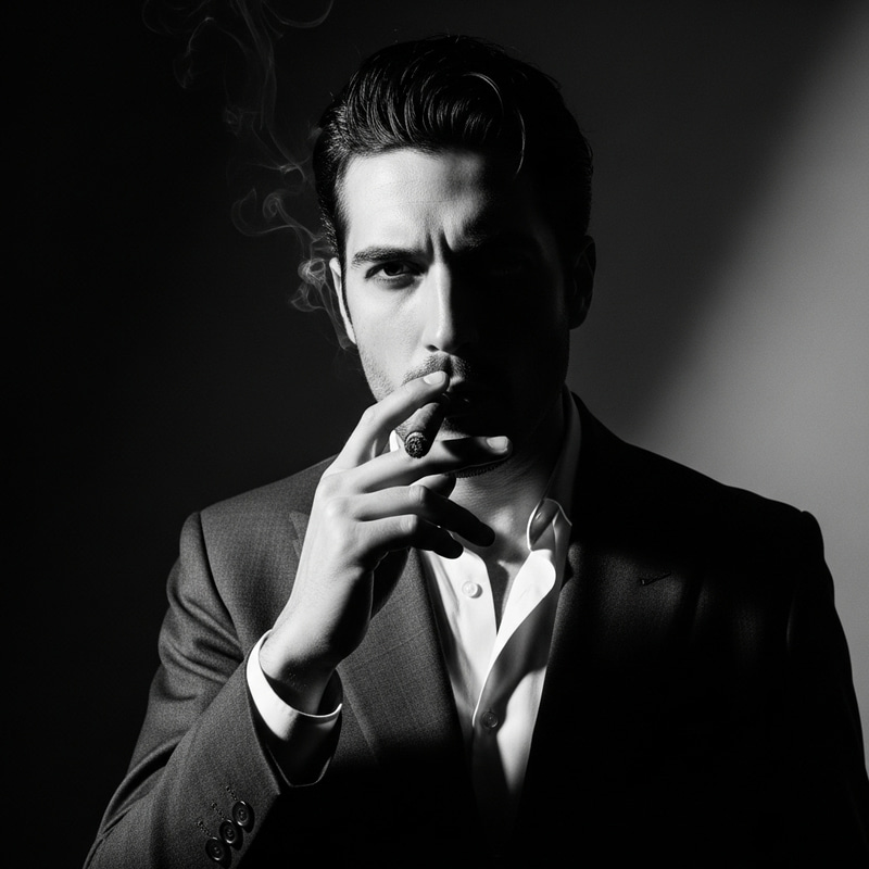 Italian Gangster In Noir Film Style Portrait