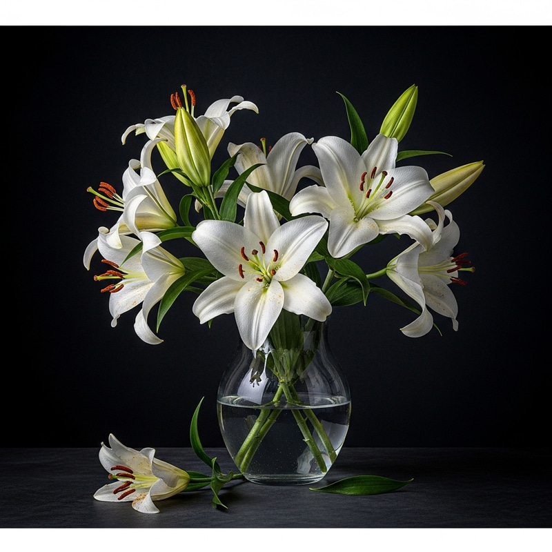 Elegant White Lilies - Impressionism Still Life