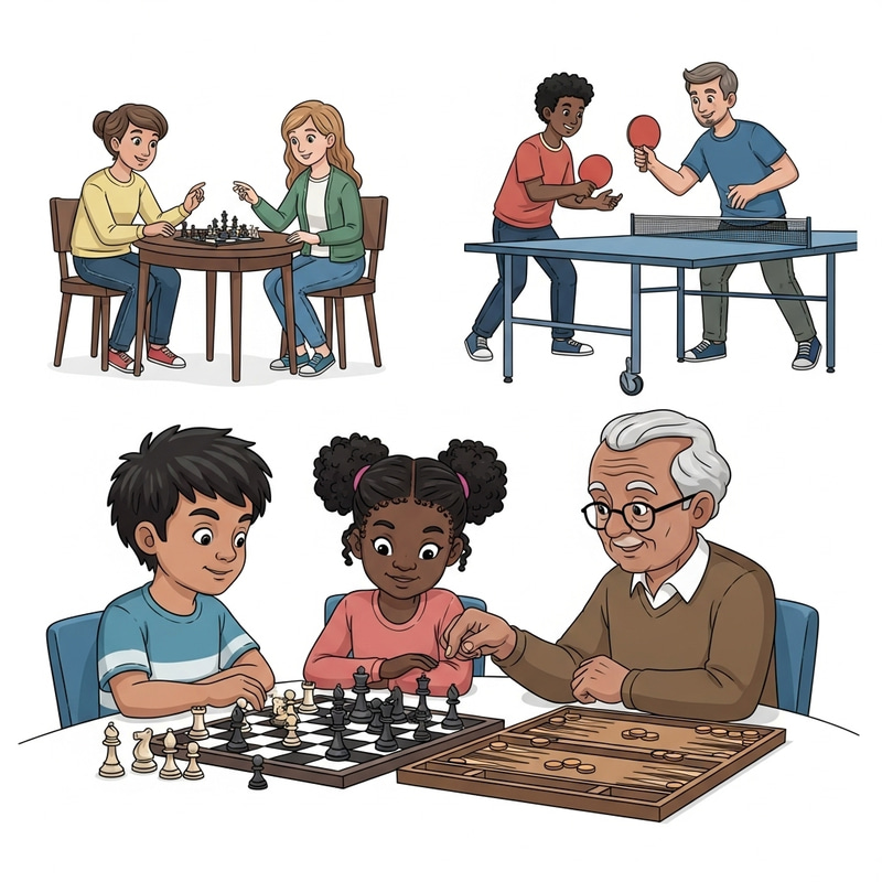 Whimsical Games: Chess, Backgammon, Table Tennis Fun Whimsical Games: Chess, Backgammon, Table Tennis Fun
