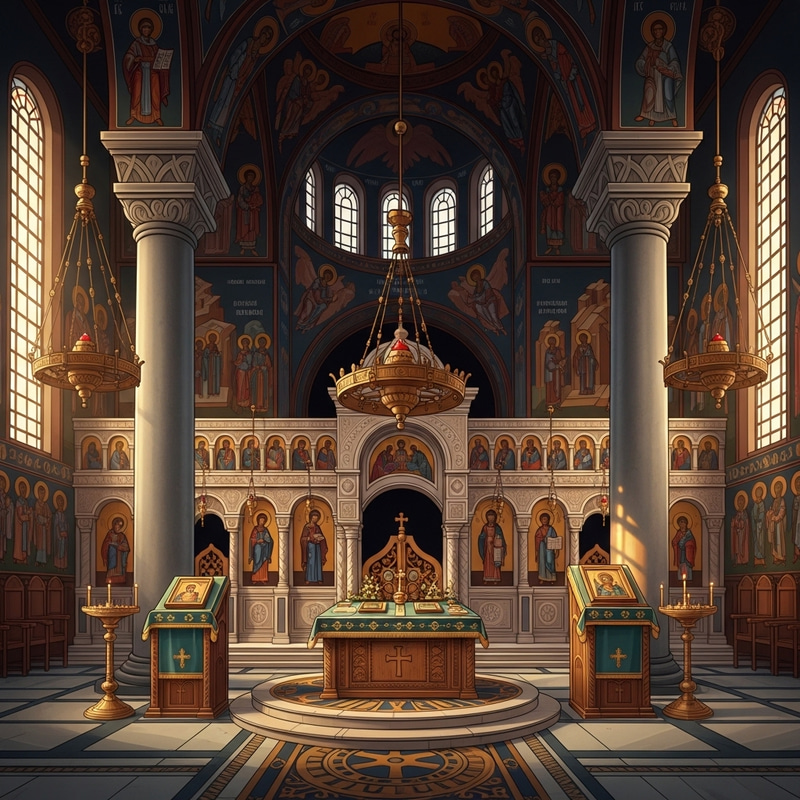 Orthodox High Altar - Intricate Illustration in Grand Interior
