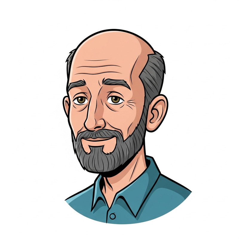 Character Design: Bald Man with Salt and Pepper Beard, Oval Face, and Disney Style Features Character Design: Bald Man with Salt and Pepper Beard, Oval Face, and Disney Style Features