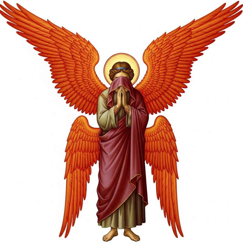 Male Seraphim Angel with Six Wings in Religious Art Male Seraphim Angel with Six Wings in Religious Art