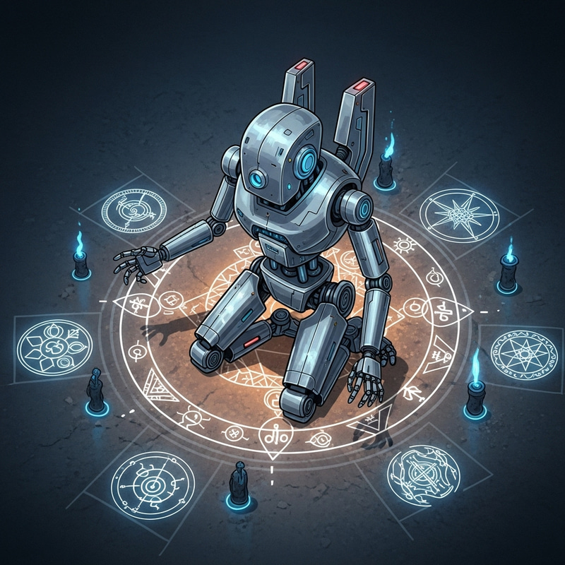 Robot in Ritualistic Ceremony Illustration