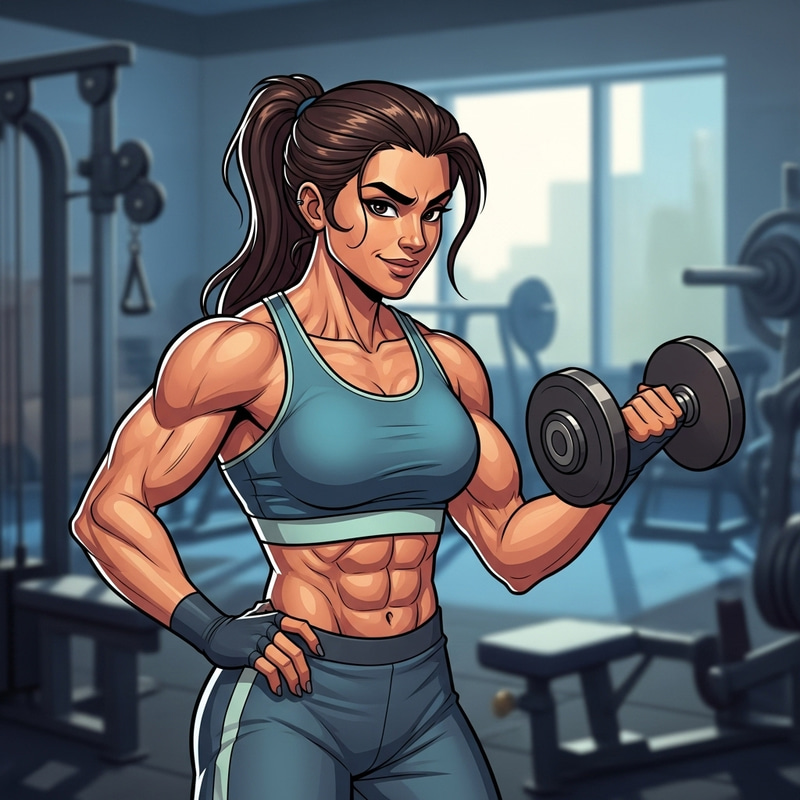 Strong Woman Doing Bicep Curls | Fitness Artwork Strong Woman Doing Bicep Curls | Fitness Artwork