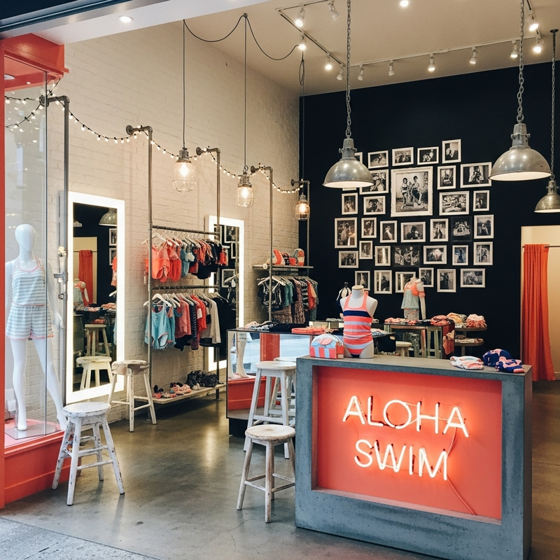 Aloha Swim - Kids Swimwear Store with Industrial Shabby Chic Decor