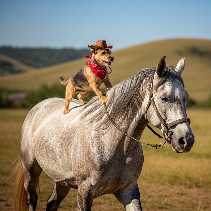 Dog Riding Horse - Companion Animal Adventure Dog Riding Horse - Companion Animal Adventure