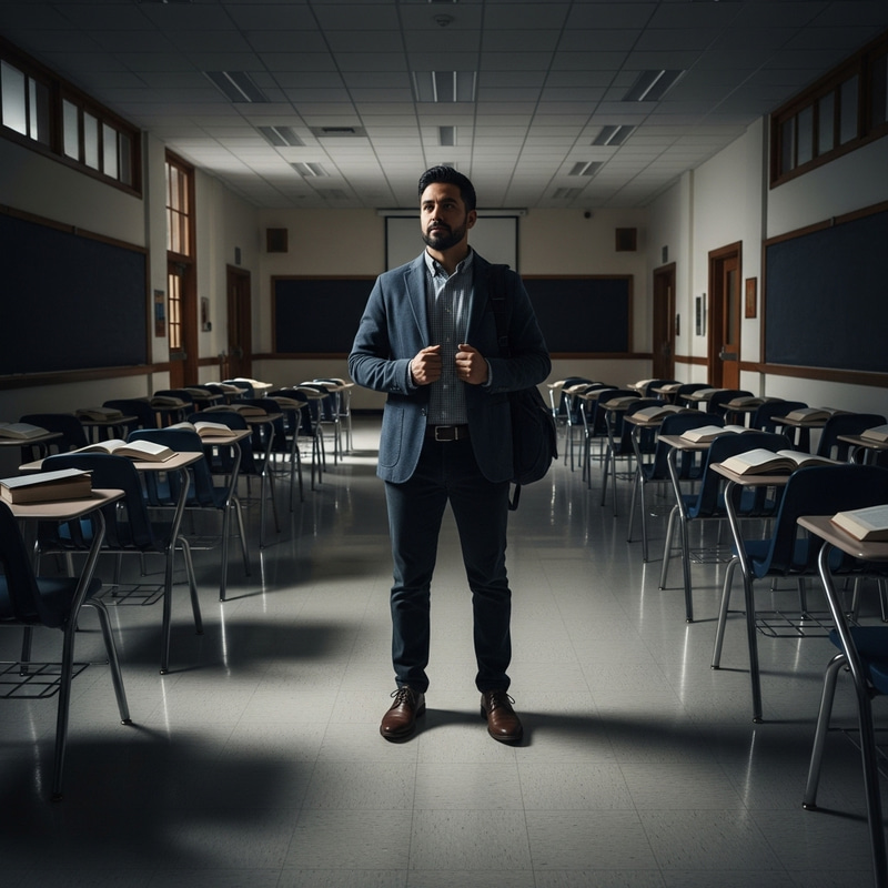 Alone Professor in Empty School Alone Professor in Empty School