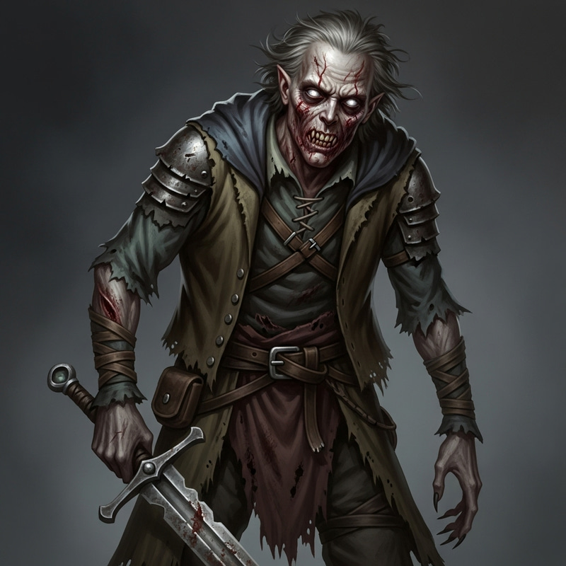 Menacing Undead Human - D&D 19-Year-Old Character