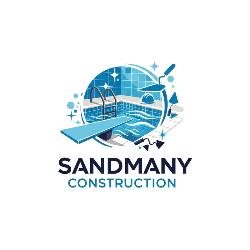 Swimming Pool Construction Logo Design | Blue & White Theme Swimming Pool Construction Logo Design | Blue & White Theme