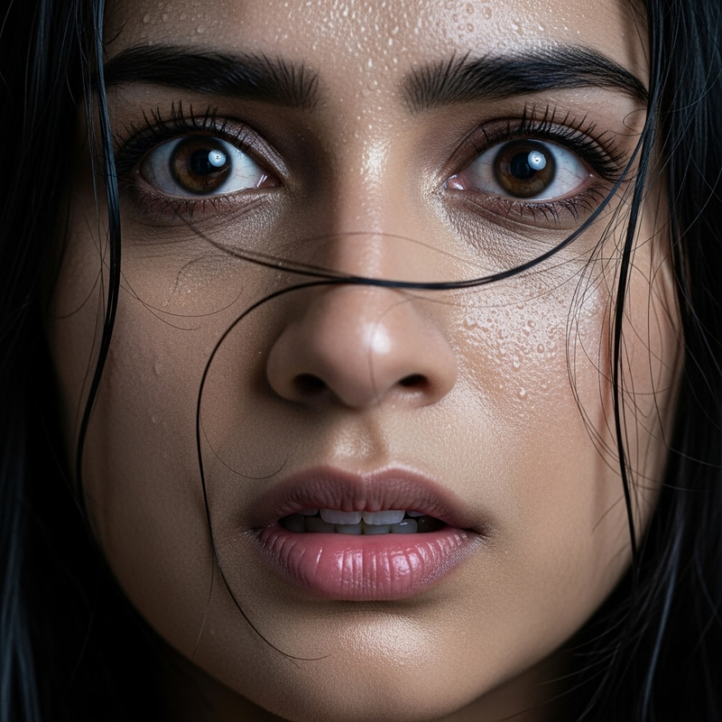 Intense Panic: Close-Up of Scared South Asian Woman Intense Panic: Close-Up of Scared South Asian Woman
