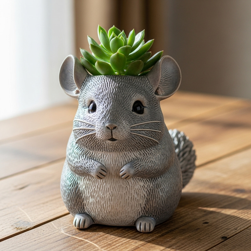 Chinchilla Ceramic Flower Pot - Unique Home Decor