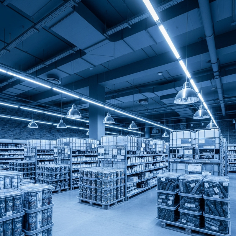 Blue Industrial Supermarket Design with Containers | Interior Decor Blue Industrial Supermarket Design with Containers | Interior Decor