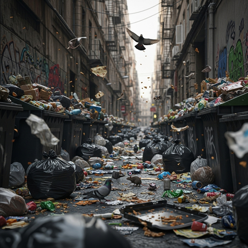 Overflowing Garbage Bins in Urban Environment Overflowing Garbage Bins in Urban Environment