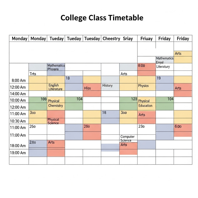 Custom College Class Timetable for Efficient Planning