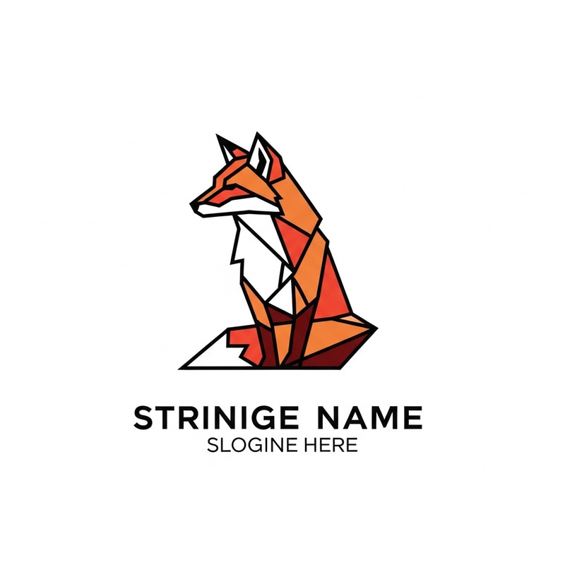 Strict Fox Logo Design | Symmetric Geometric Symbol