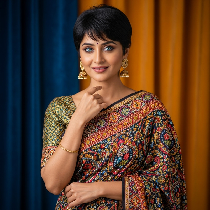 Sanskruti Balgude in Colorful Sari - Elegant Fashion Sanskruti Balgude in Colorful Sari - Elegant Fashion