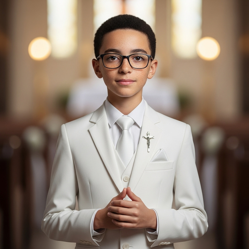 Tall Boy with Brown Eyes and Black Hair - Communion Portrait Tall Boy with Brown Eyes and Black Hair - Communion Portrait