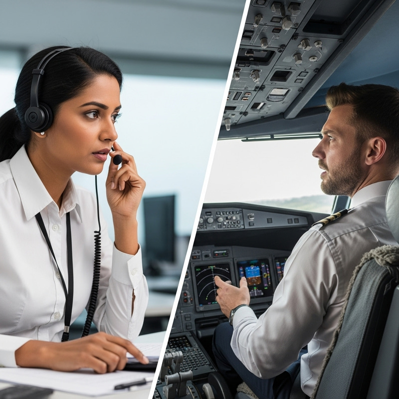 Female Air Traffic Controller in Intense Discussion with Pilot | Aviation Scene