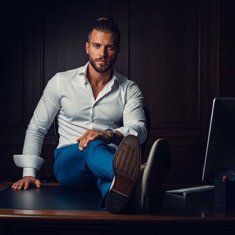 Confident Italian Entrepreneur with Striking Blue Eyes | Luxury Office Portrait Confident Italian Entrepreneur with Striking Blue Eyes | Luxury Office Portrait