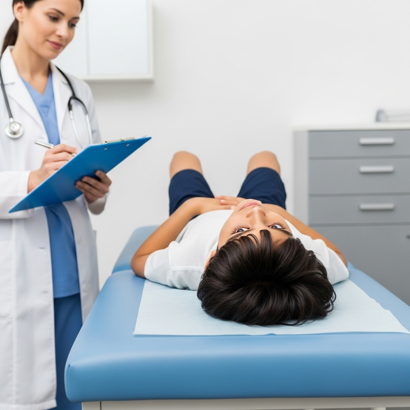 South Asian Boy Undergoing Examination by Doctor South Asian Boy Undergoing Examination by Doctor